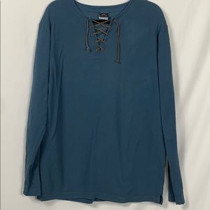 Tricolore teal blue long sleeved thermal shirt XL